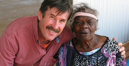 Ken McGregor (left) pictured with artist Nyurapayia Nampitjinpa (Mrs Bennett)